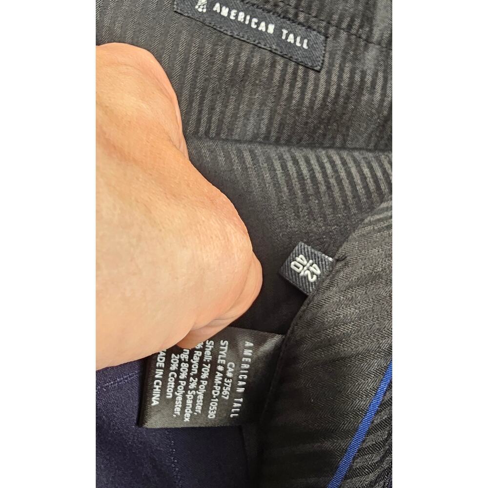 NWT American tall 42x40 long inseam windowpane check career casual pants navy - Picture 4 of 7